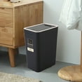 thumbnail image 1 of Push Type Trash Can with Lid and Deodorant, Household Garbage Bin for Living Room, Kitchen, Bathroom, Slim Space-Saving Trash Container, Easy to Use, Durable Plastic Waste Bin, 1 of 6