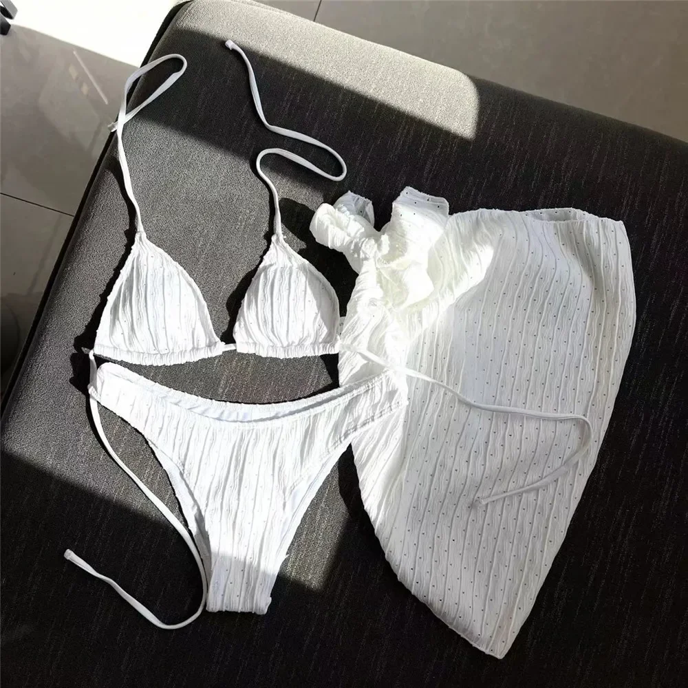 Push Up 2Piece Bikini Swimsuit High Cut Bikinis Set White Swimwear — free download