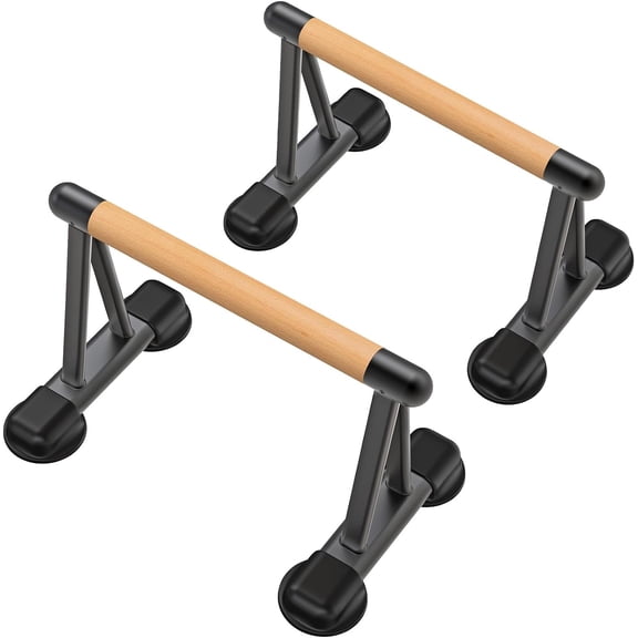 Push Up Bar, 12'' High Parallettes Bars with Wooden Handles