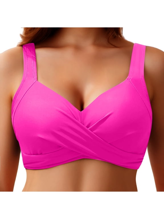 Push Up Bikini Tops for Women Underwire Padded Bathing Suit Standard Straps Sports Bra Summer Swimwear Blue, Size XXL
