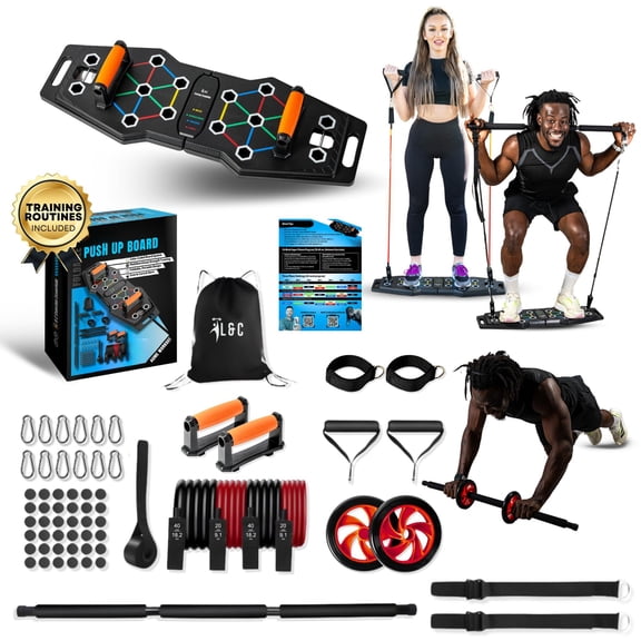 Push Up Board For Full Body Workout At Home - Portable  Joint Friendly Fun & Motivating Equipment With Qr Code Guided Workouts Ideal Men Women Teens