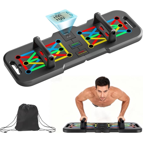 Push Up Board With Counter,Pushup Board For Men and Women,Foldable Gym Strength Fitness Equipment,Calisthenics Equipment-Blue