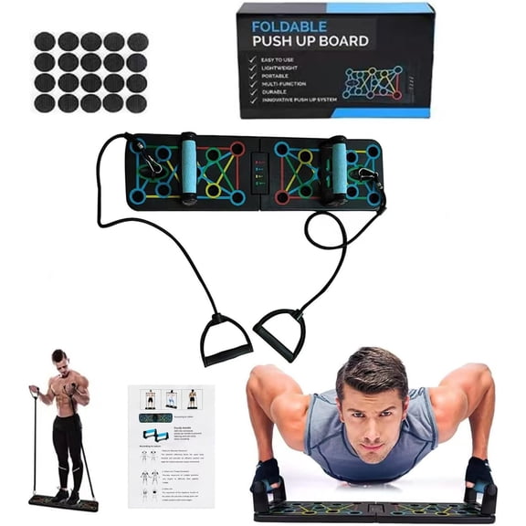 Push Up Board With Resistance Bands, Push Up Board, Push Up Board Gym, Strength Equipment For Man and Women(Resistance Bands Included)