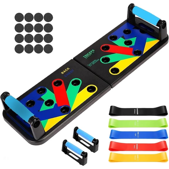 Push Up Board for Men - 20 in 1 Detachable Fitness Board with 5 Resistance Bands, Adjustable Pushup Handles, Push Up Bars for Gym Workout Equipment