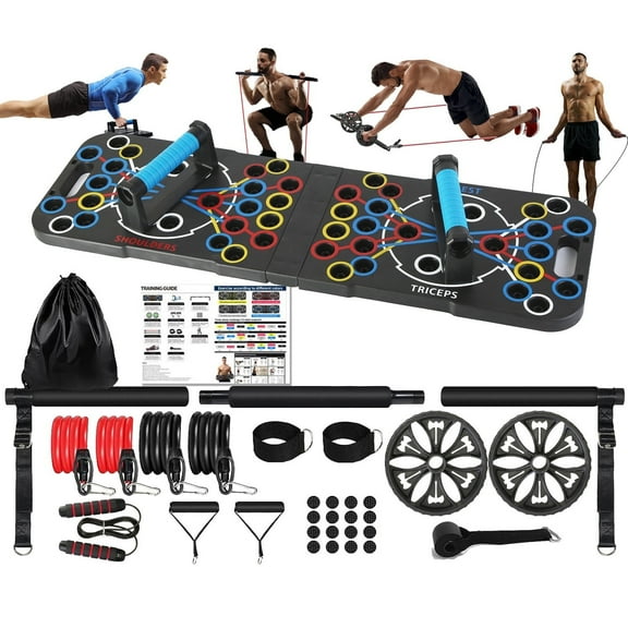 Push up Board, Imountek Push up Handles for Floor Professional Home Workout Equipment Set with Abdominal Wheels, Pilates Bar