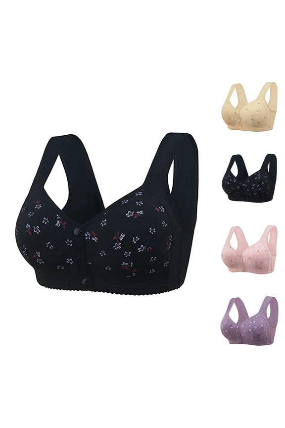Push Up Bra Lace Front Button Shaping Cup Adjustable Shoulder Strap Large Size Underwire Bra