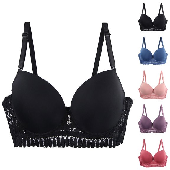Push Up Bra Lace Push Up Underwired Bra Set Adjustable Straps Breathable Bra for Large Sizes