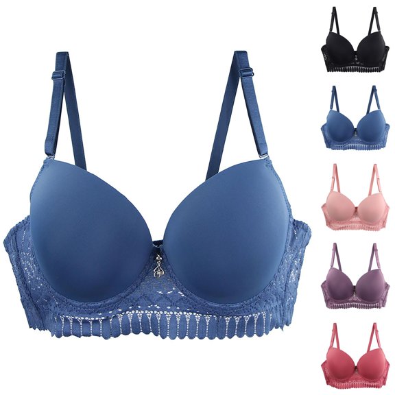 Push Up Bra Lace Push Up Underwired Bra Set Adjustable Straps Breathable Bra for Large Sizes