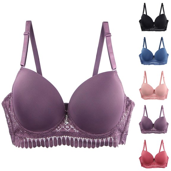 Push Up Bra Lace Push Up Underwired Bra Set Adjustable Straps Breathable Bra for Large Sizes