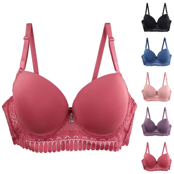 Push Up Bra Lace Push Up Underwired Bra Set Adjustable Straps Breathable Bra for Large Sizes