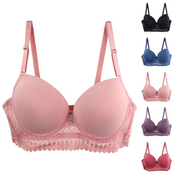 Push Up Bra Lace Push Up Underwired Bra Set Adjustable Straps Breathable Bra for Large Sizes