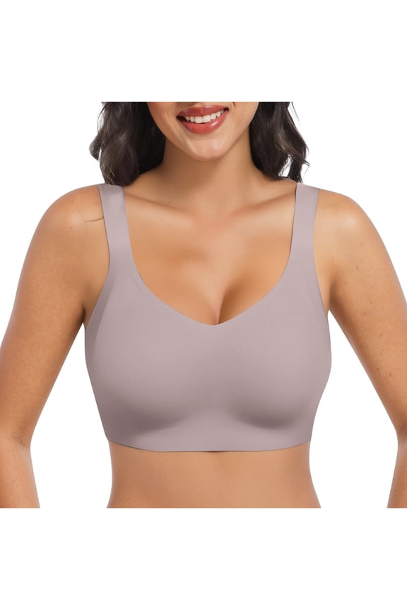 Push Up Bra New Feeling Jelly Seamless Underwear Big Slim Back And Thin Sports Bra Brown XL
