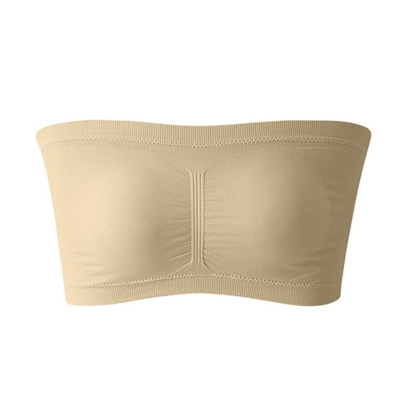 Push Up Bra Strapless Women Tops For Women Assorted Solid Color A Line Style Plus Size Bras Beige XL