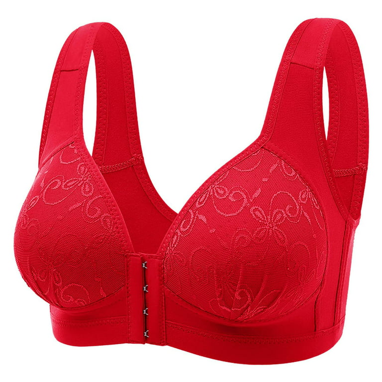 Push Up Bras for Women Underwire Push Up Seamless Bra Solid Red 42C