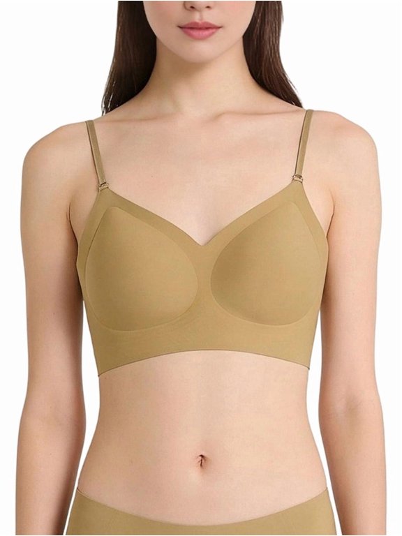 Push Up Bras Women's Wireless Seamless Backless Bras Multiway Straps Convertible Halter Bras Deep Skin Tone XL