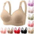 thumbnail image 1 of Push Up Bras for Older Women No Underwire Plus Size Wide Strap Wireless Bra Everyday Full Coverage Bras (Complexion), 1 of 7