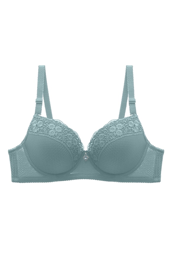 Push Up Bras for Women Add 2 Cups Sexy Lace Cleavage Extra Padded Plunge Bra Underwire Army Green 40