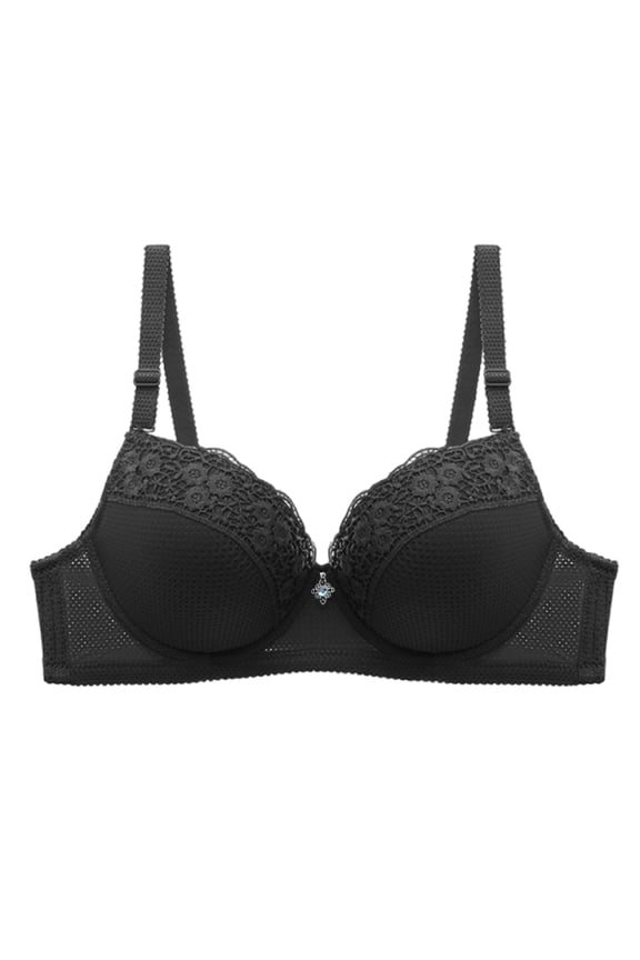 Push Up Bras for Women Add 2 Cups Sexy Lace Cleavage Extra Padded Plunge Bra Underwire Black 40