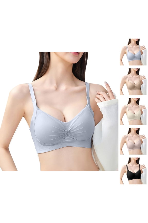 Push Up Bras for Women Adjustable Strap Full Coverage Wireless Side Support Anti Sagging Bralettes Everyday Bra