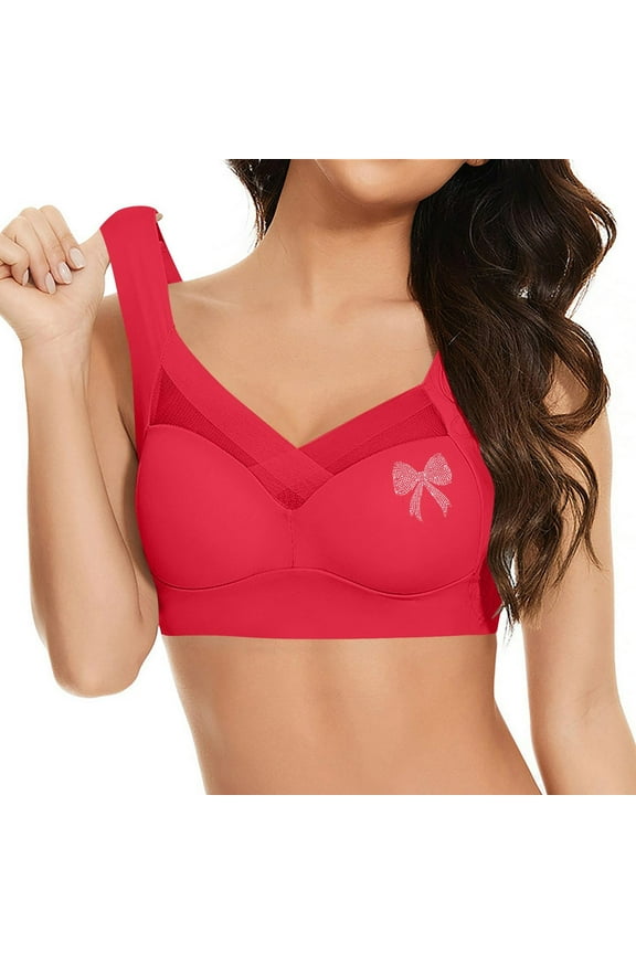 Push Up Bras for Women Bow Print No Underwire Wireless Seamless Bra Full Coverage Comfort T Shirts Bralette Breathable Soft Everyday Bra