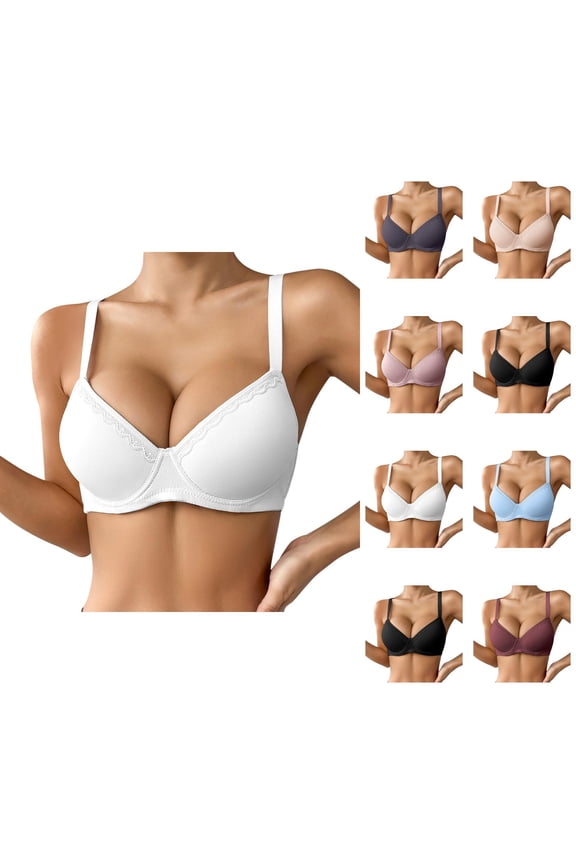 Push Up Bras for Women Comfortable Lightweight Breathable Underwire Triple Lifting Bralettes Everyday Bra