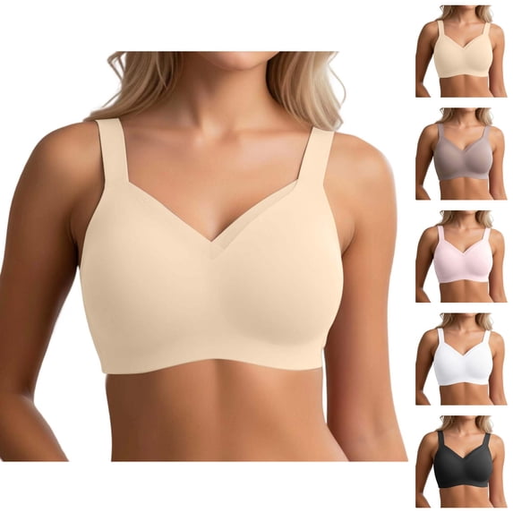 Push Up Bras for Women Comfortable V Neck Racerback Seamless Wireless Bralettes Everyday Bra