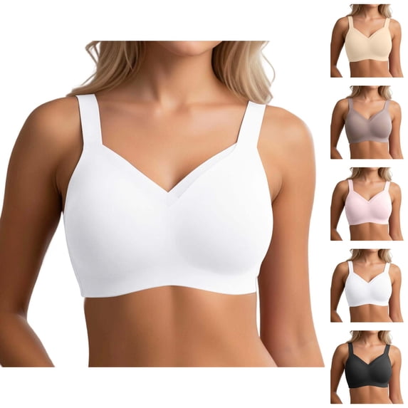 Push Up Bras for Women Comfortable V Neck Racerback Seamless Wireless Bralettes Everyday Bra