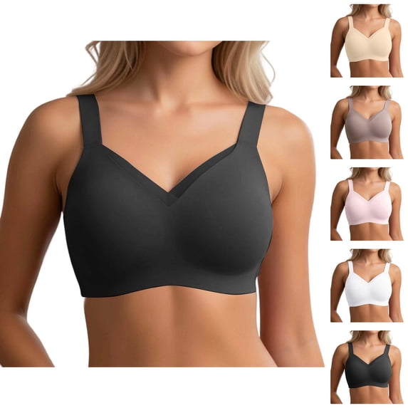 Push Up Bras for Women Comfortable V Neck Racerback Seamless Wireless Bralettes Everyday Bra