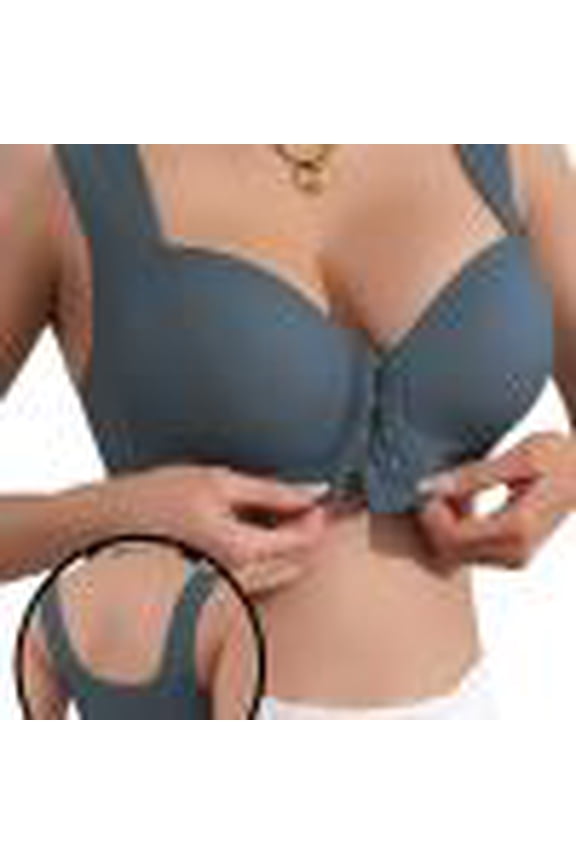Push Up Bras for Women Front Close Hook Seamless Bralettes Full Coverage Supportive Sports Bra with Wide Shoulder Straps
