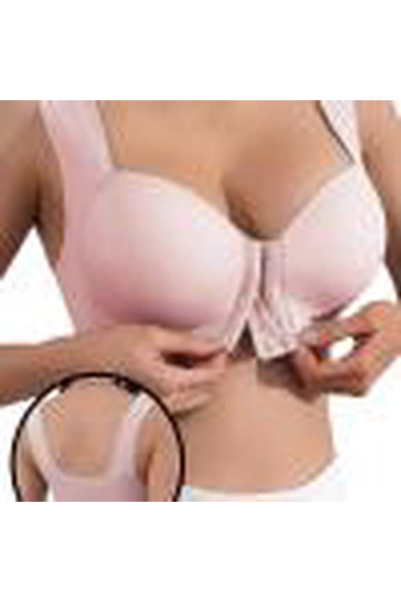 Push Up Bras for Women Front Close Hook Seamless Bralettes Full Coverage Supportive Sports Bra with Wide Shoulder Straps