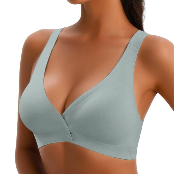 Push Up Bras for Women Front Closure Racerback Underwire Plus Size Sports Bra Green Xl