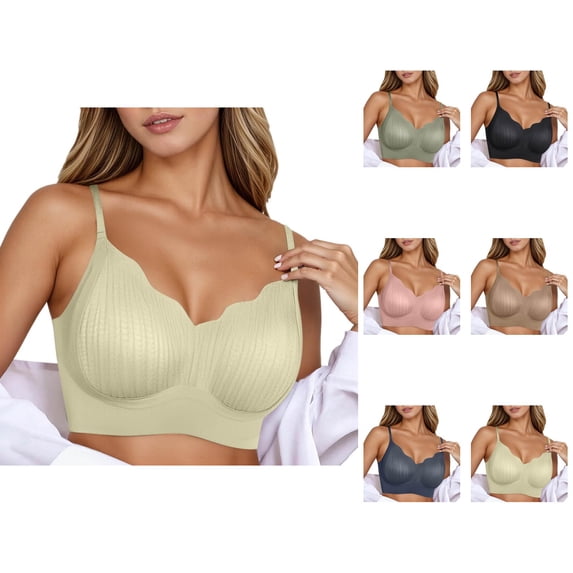 Push Up Bras for Women Full Coverage Plus Size Seamless Side Support Anti Sagging Lightweight Breathable Wireless Bralettes