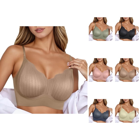 Push Up Bras for Women Full Coverage Plus Size Seamless Side Support Anti Sagging Lightweight Breathable Wireless Bralettes