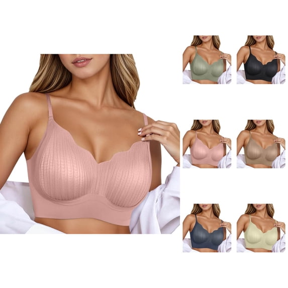 Push Up Bras for Women Full Coverage Plus Size Seamless Side Support Anti Sagging Lightweight Breathable Wireless Bralettes