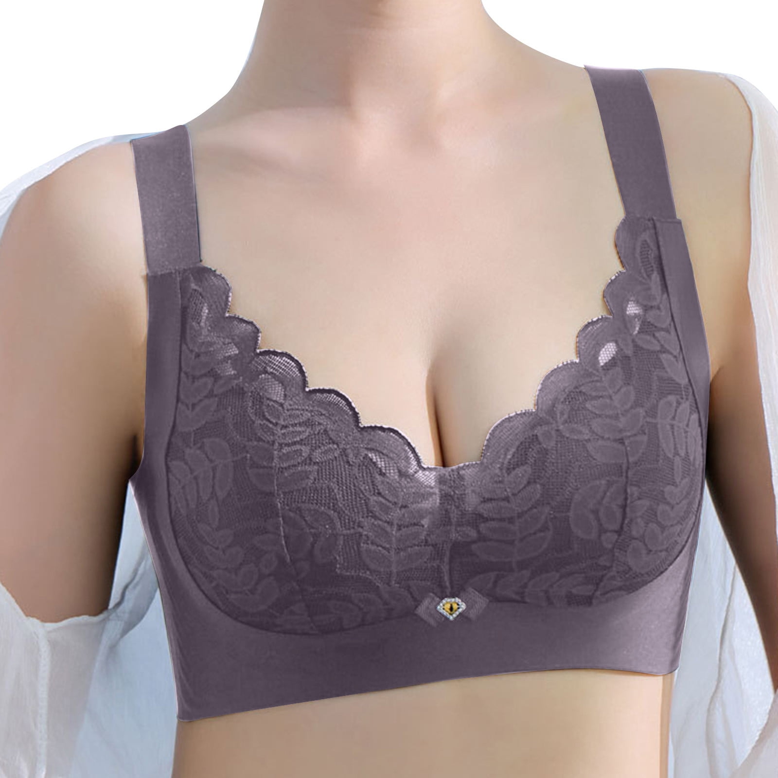YINE Plus Size Bra Sexy Lingerie Thick Cup Bras Fit For Women Solid Padded  Underwear Push Up Brassiere Femme Bras (Color : Gray, Cup Size : 80A) :  : Fashion
