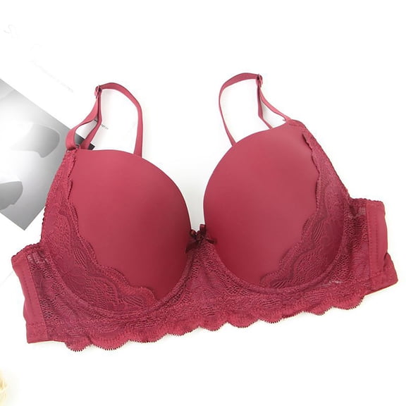 Push Up Bras for Women Lace Bralettes V Neck Underwire Bra with Adjustable Straps for Everyday T-Shirt Bra