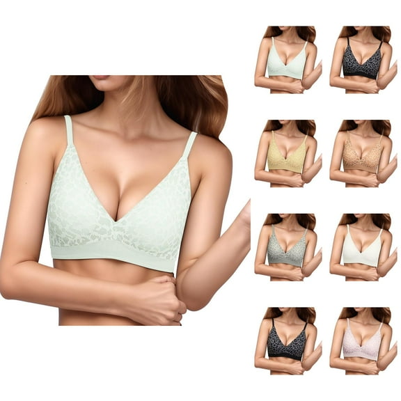 Push Up Bras for Women Leopard Print Seamless Wireless Lightweight Racerback Bralettes Everyday Bra