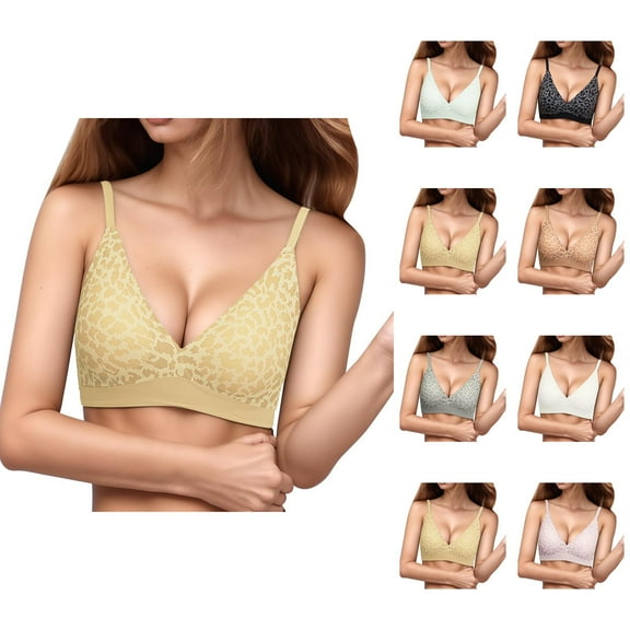 Push Up Bras for Women Leopard Print Seamless Wireless Lightweight Racerback Bralettes Everyday Bra