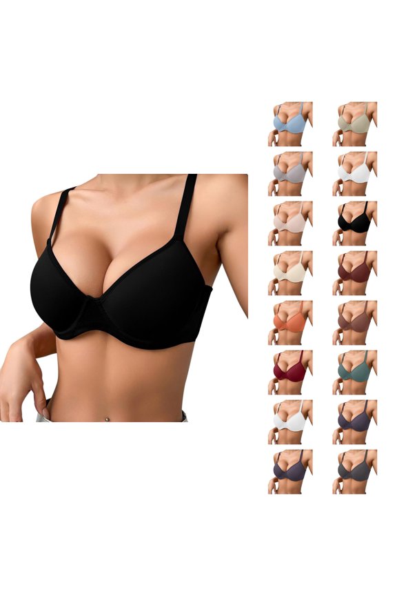 Push Up Bras for Women Lightweight Breathable Comfortable Underwire Triple Lifting Bralettes Everyday Bra