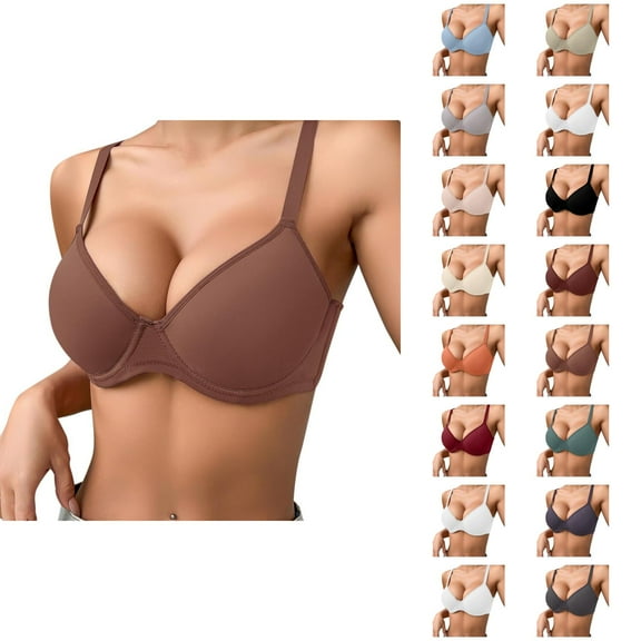 Push Up Bras for Women Lightweight Breathable Comfortable Underwire Triple Lifting Bralettes Everyday Bra