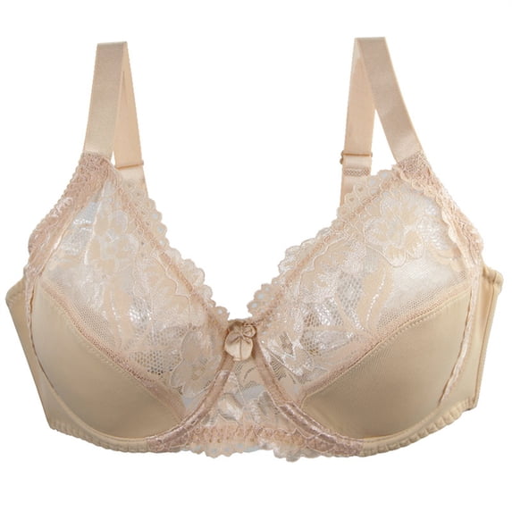 Push Up Bras for Women Multiple Cup Lace Wireless Full Coverage Plus Size Comfort Sports Bra Beige 100D