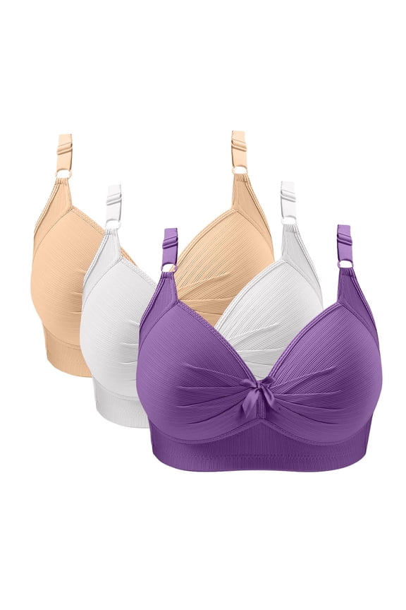 Push Up Bras for Women No Underwire Full Coverage Brassiere Smooth Wireless T-Shirt Basic Everyday Bra 3 Pack Plus Size Bras