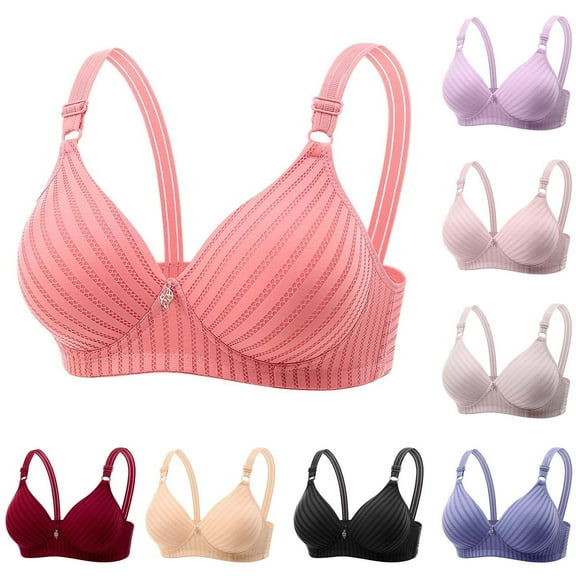 Push Up Bras for Women No Underwire Full Coverage Lightweight Solid Color Spaghetti Strap Women's Bralettes Breathable Underwear Daily Bra Pink 42
