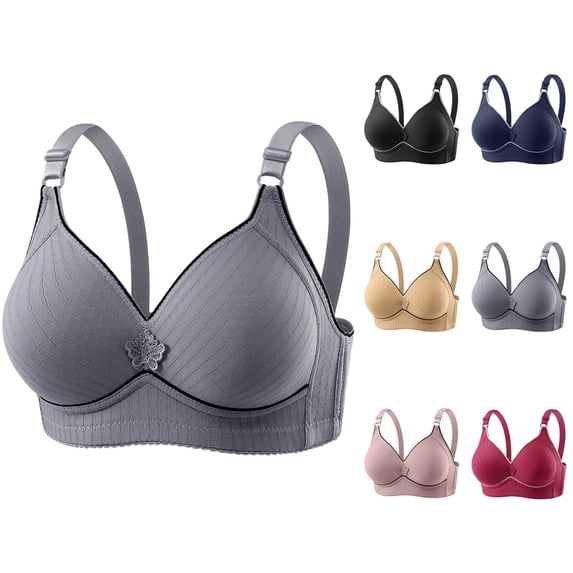 Push Up Bras for Women Plus Size Comfortable Full Coverage V Neck Side Support Wireless Bralettes