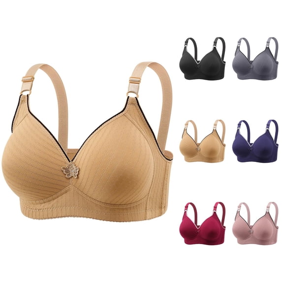 Push Up Bras for Women Plus Size Full Coverage V Neck Side Support Wireless Bralettes Everyday Bra