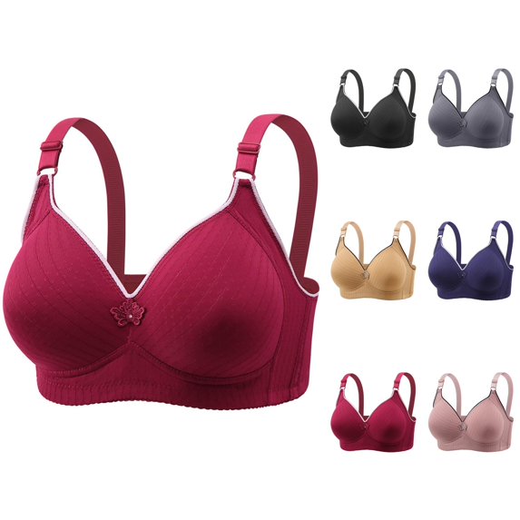 Push Up Bras for Women Plus Size Full Coverage V Neck Side Support Wireless Bralettes Everyday Bra