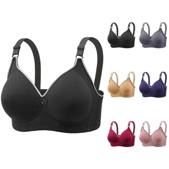 Push Up Bras for Women Plus Size Full Coverage V Neck Side Support Wireless Bralettes Everyday Bra