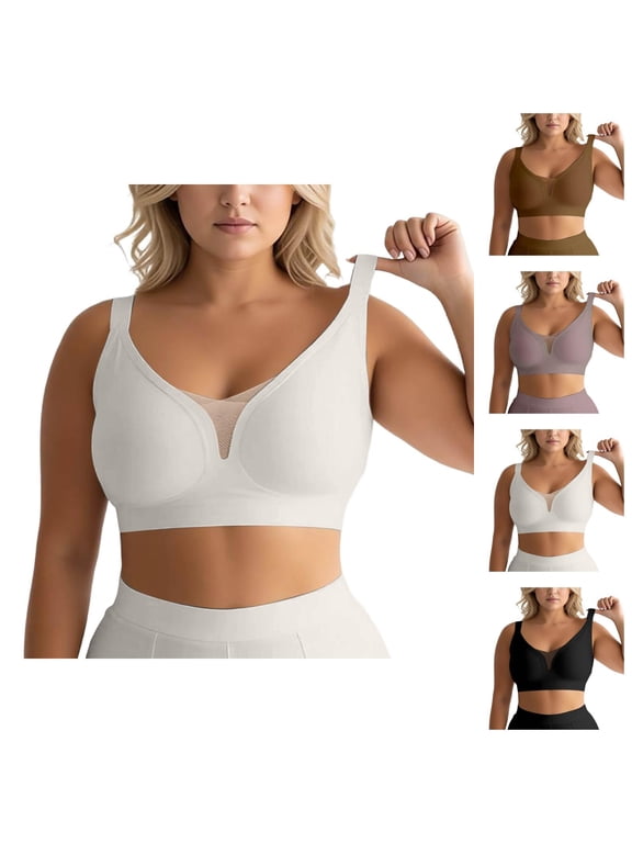 Push Up Bras for Women Plus Size Full Coverage Wireless Bralettes Comfortable Everyday Bras