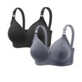 thumbnail image 1 of Push Up Bras for Women Plus Size Seamless Supportive V-Neck No Underwire Big Bust Bras 2 Pack, 1 of 5