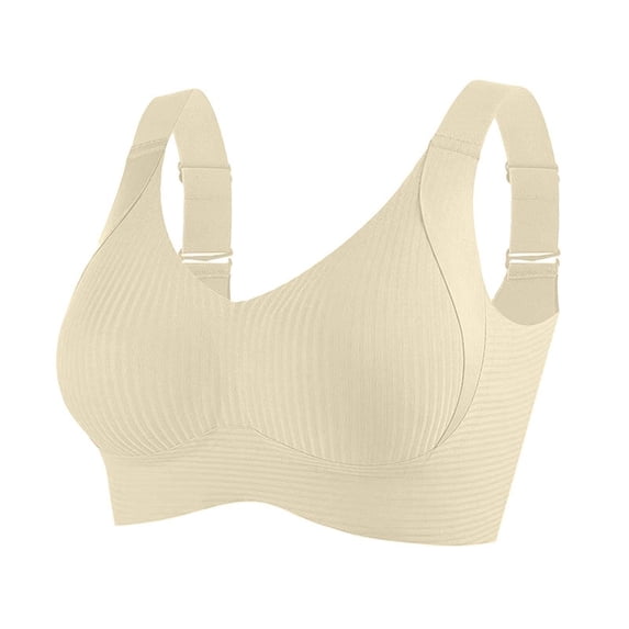 Push Up Bras for Women Plus Size Solid Color Plunge Underwire Bras Beige Size XXXL